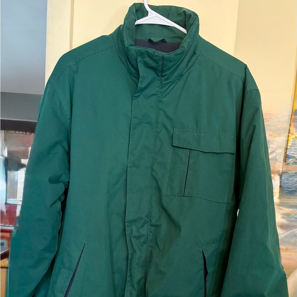 Chaps Ralph Lauren Forest Green Field Jacket Coat Full Zipper & Snap Mens Medium